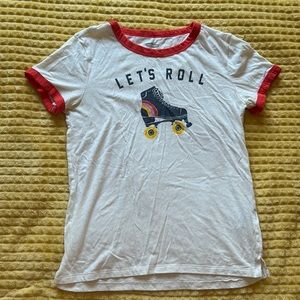 retro old navy roller skate shirt small women’s SLIM fit